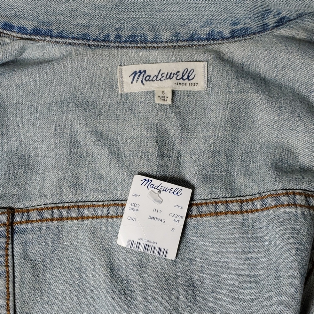 NWT Madewell Light Wash Denim Jean Vest - Picture 8 of 12